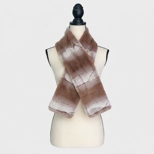CozyFaux Fur Scarf Taupe Brown Ombre Plush Super Soft Winter Hygge Minimalist